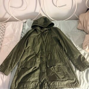 Olive Green Hooded Parka Jacket